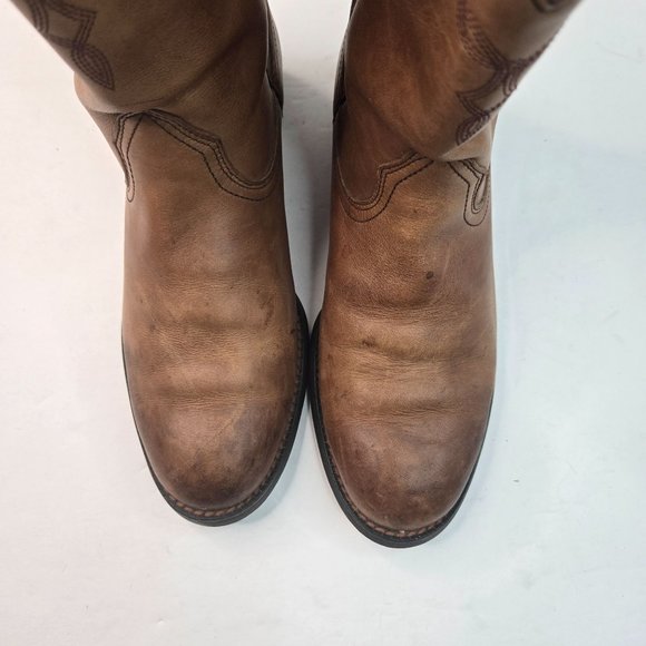 Ariat Midcalf Western Boots Sz 8 Brown Leather Pull On Casual Low Heel Cowgirl - Picture 2 of 14